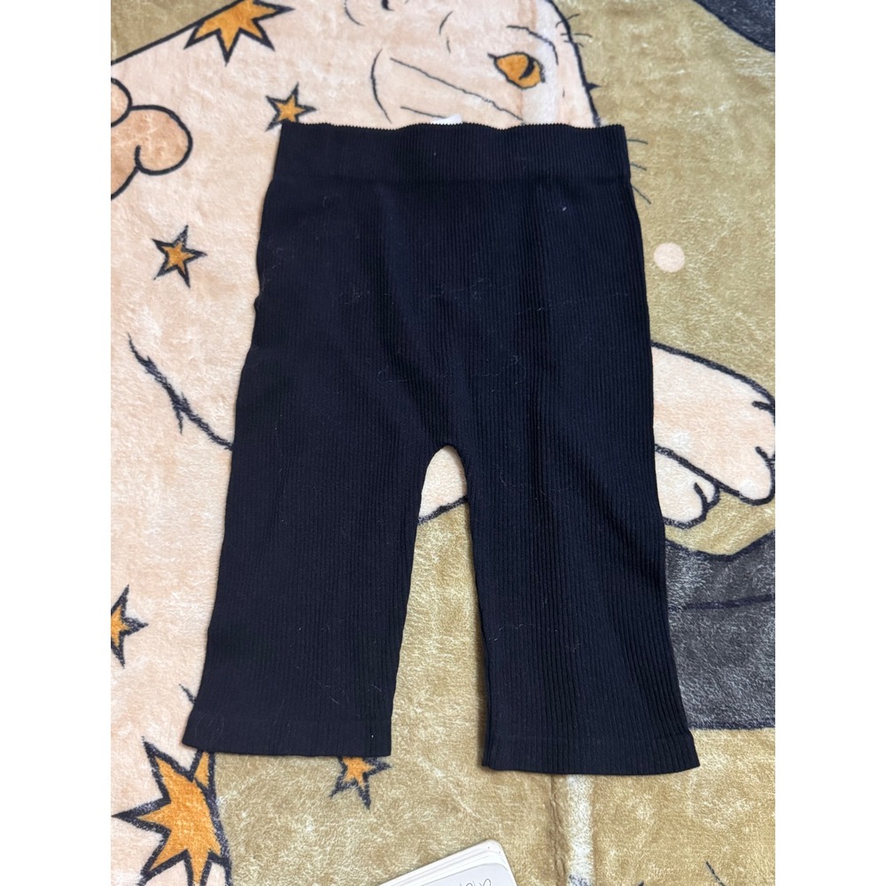 Ribbed Knit Cropped Leggings Stretch Casual Comfy Black Pants‎ xs-s